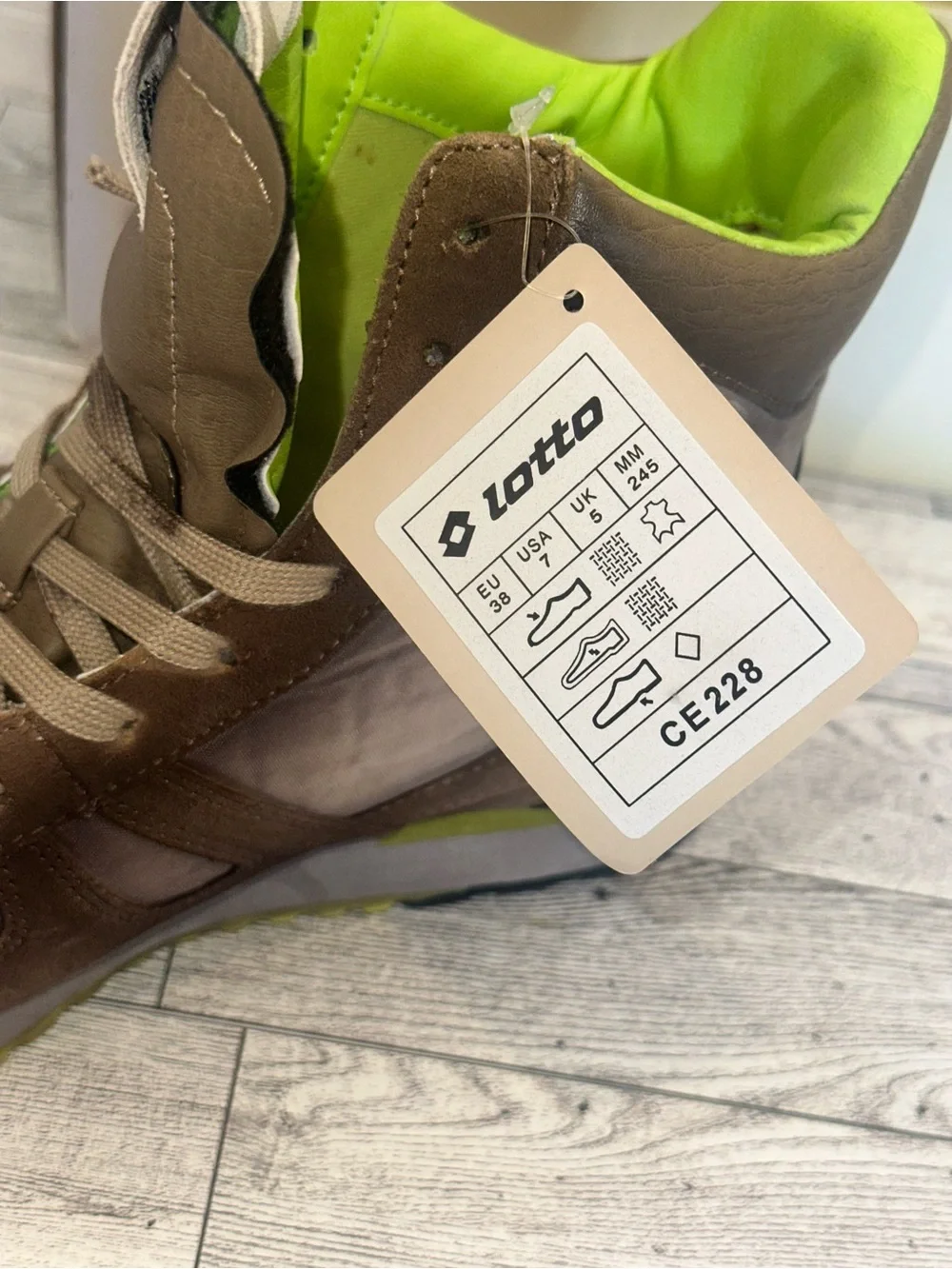 Lotto Leggenda Tokyo NY Mid Sneakers Women’s 7 EU 38 Brown Lime NEW w/ Box